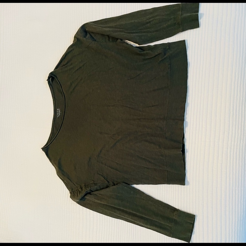 VINCE 100% Pima Cotton Dark Green long sleeve EUC